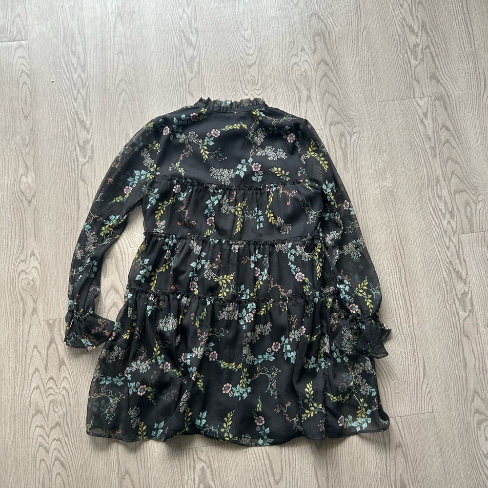 Who What Wear Black Floral Babydoll Dress - Picture 3 of 4